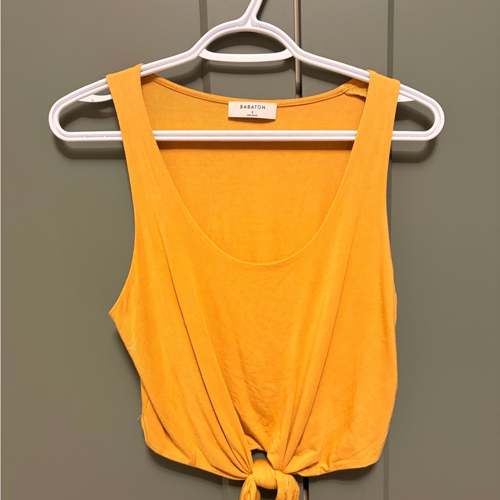 Babaton Mustard Yellow Tie-Front Tank Top